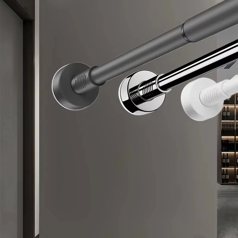 Miniature adjustable telescopic shower curtain rod waterproof, non-slip and rust-proof modern bathroom