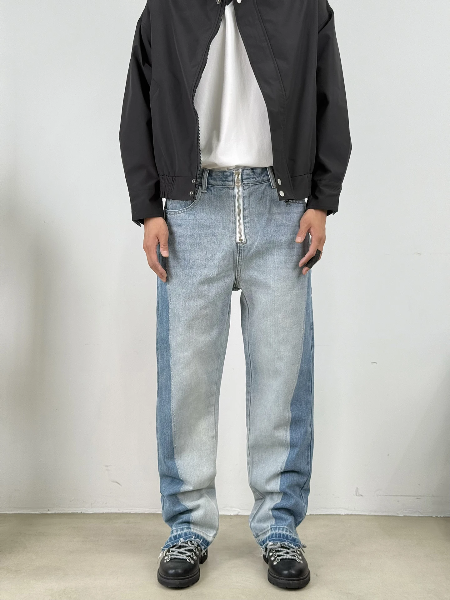 

BurnBro американские ретро лоскутные цветные джинсы Blo для мужчин и женщин прямые свободные универсальные винтажные утягивающие длинные брюки