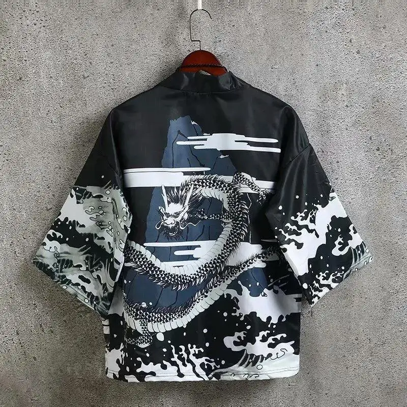 رداء Daoist على الطراز الصيني للجنسين للزوجين صيفي مفتوح من الأمام كيمونو مستوحى من سترة خفيفة الوزن عصرية