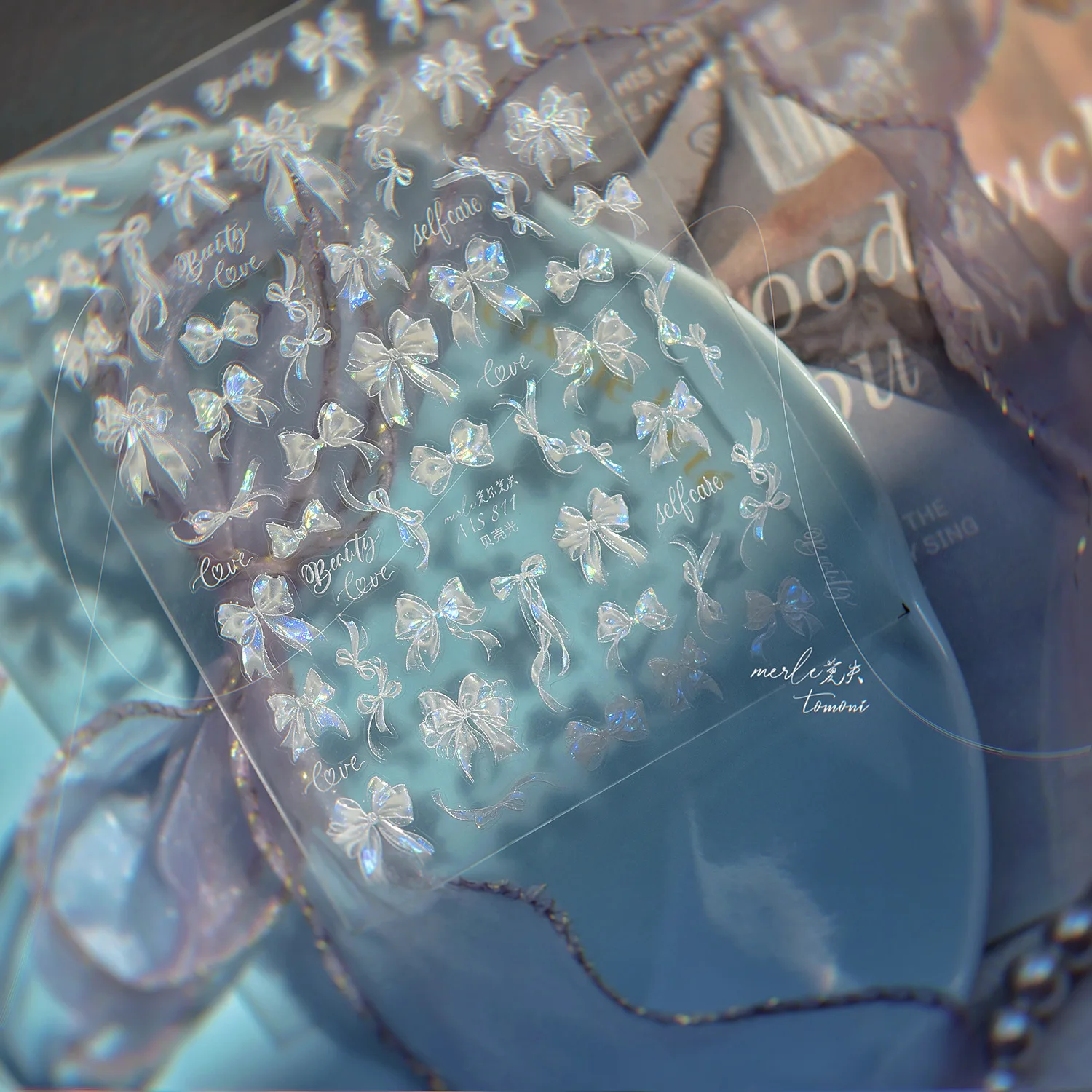 Pegatinas de decoración de uñas con lazo bonito rosa de ensueño de alto valor, regalos navideños perfectos para niñas