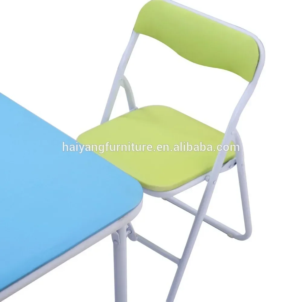 2026 Cheap colorful  folding metal kids study party tables chairs set for children view 3