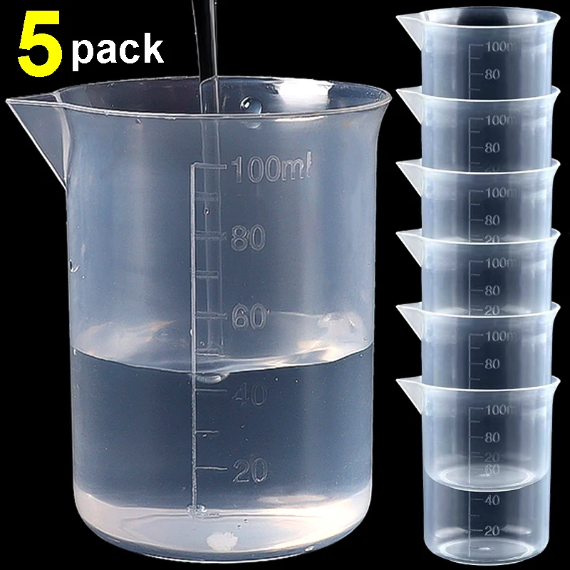 100ml Measuring Cup Transparent Plastic Scale Beaker Lab Chemical Laboratory Cups Resin Water Kitchen Baking Tools  Container