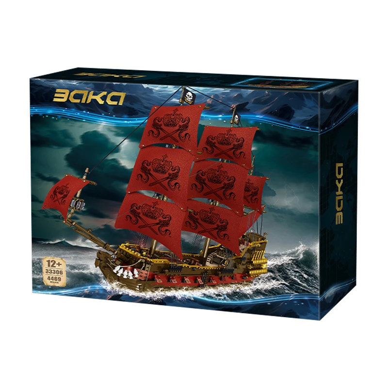 IN STOCK 33306 MOC Queen Anne's Revenge Building Blocks Model Pirate Ship Bricks Assembling Toys for Children Christmas Gift Set