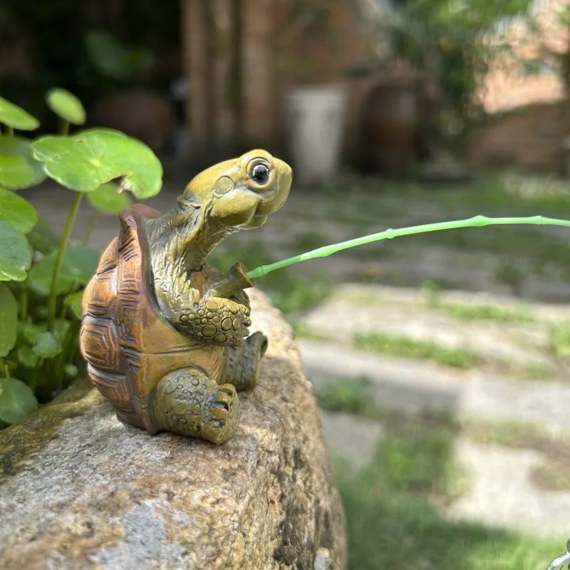 Turtle Fishing Fish Tank Aquarium Decoration Creative Chinese Rockery Water Dispenser Fish Pond Courtyard Landscape Decoration