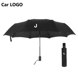 3 Fold Automatic Rain Umbrella Car Badge For MERCEDES BENZ AMG JEEP FORD LINCOLN TESLA BENTLEY MASERATI PROSCHE ROLLS ROYCE Logo