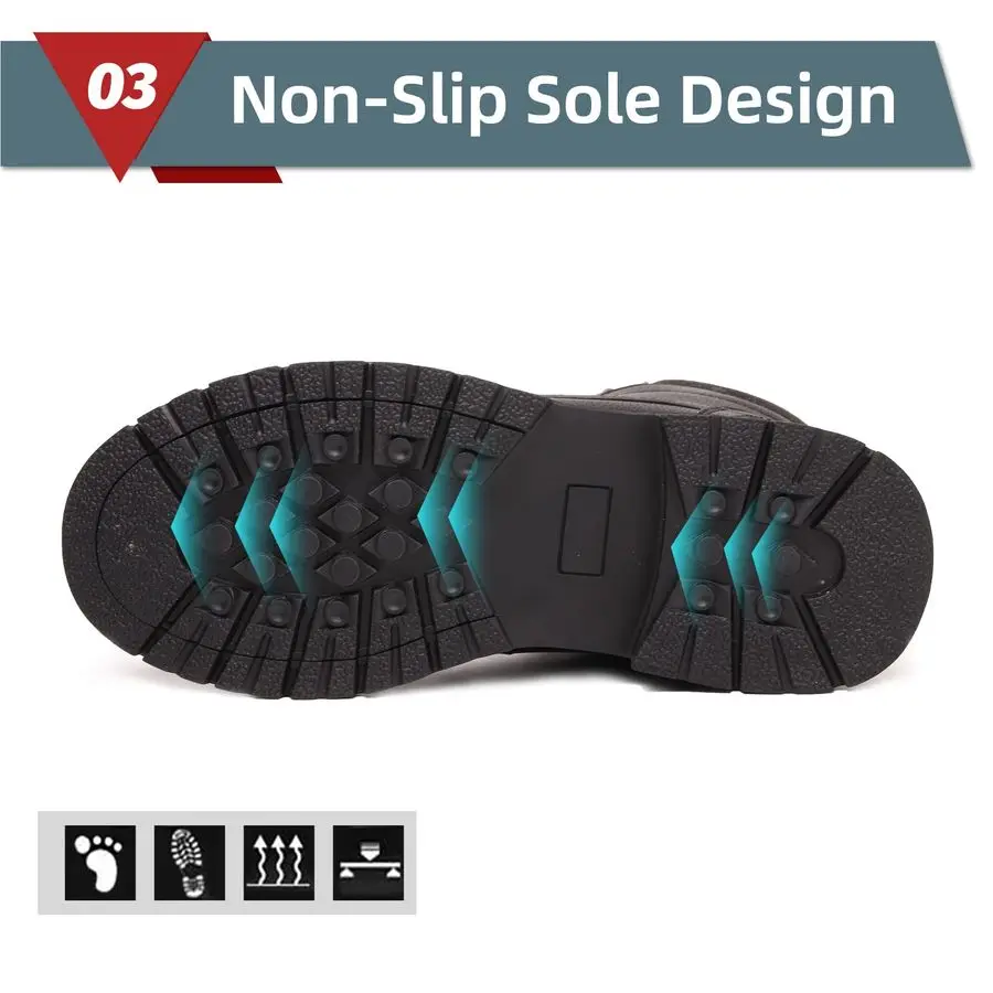 Steel Toe Boots for Men Comfortable Waterproof Construction Work Boots for Men Slip Resistant Lightweight Safety Shoes Botas de