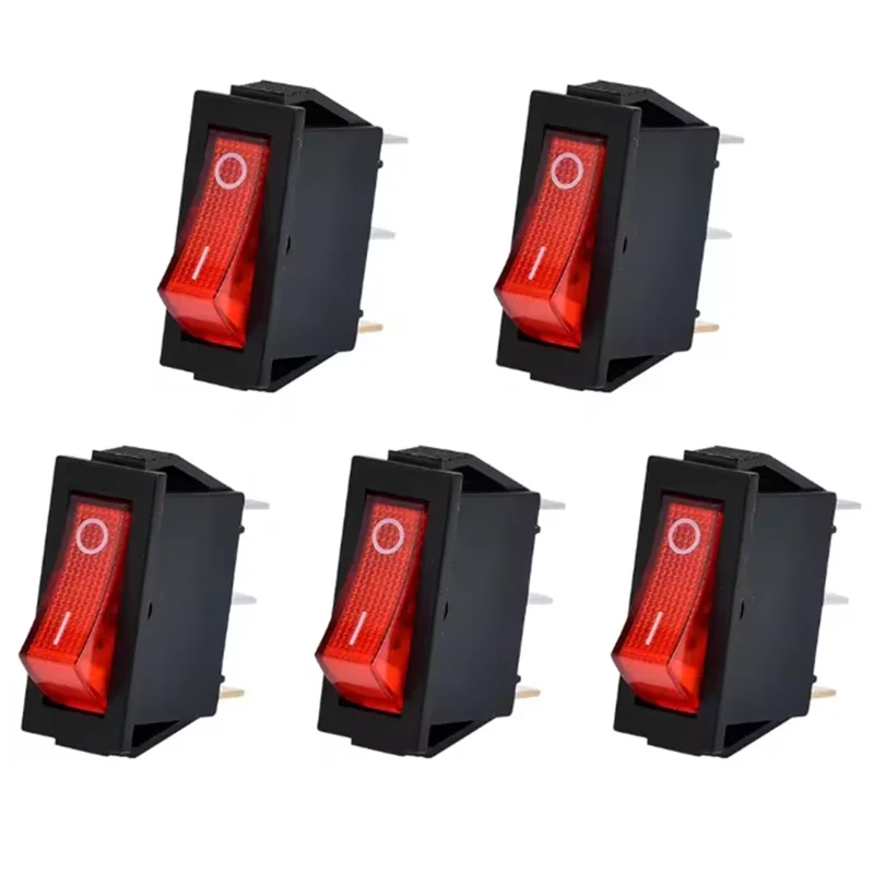 B92B-Swtiches For Electric Fireplaces Compatible 5 Pieces Lighted Rocker Switches Red On-Off 3-Pin 2 Position Mini Boat Switch D