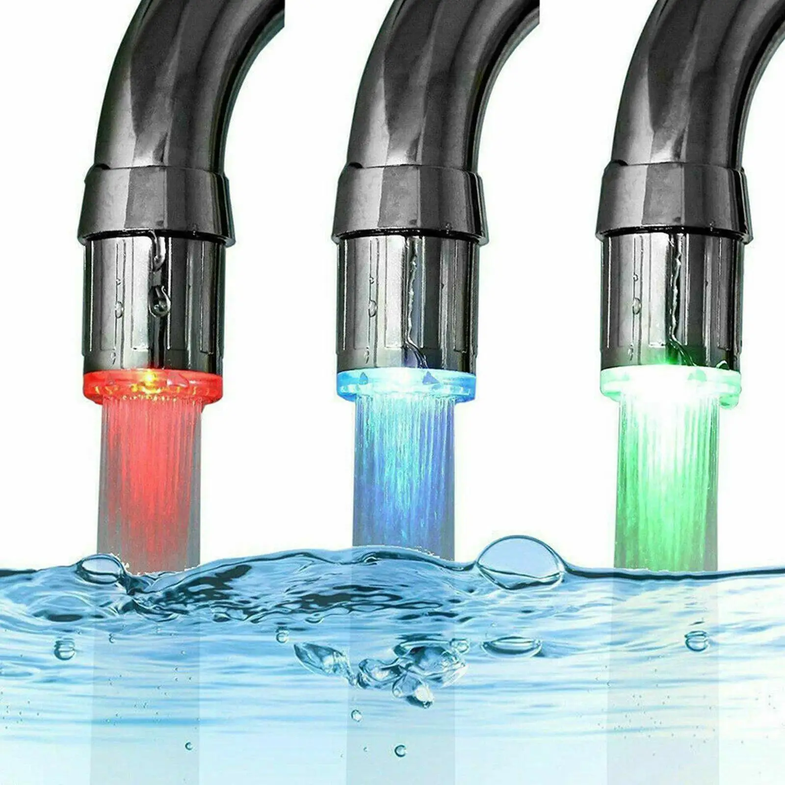 LED-Licht, 7-Farbwechsel-Wasserhahn für Küche, Badezimmer, leuchtender wassersparender Wasserhahn, Belüfter, Wasserhahn, Düse, Duschzubehör