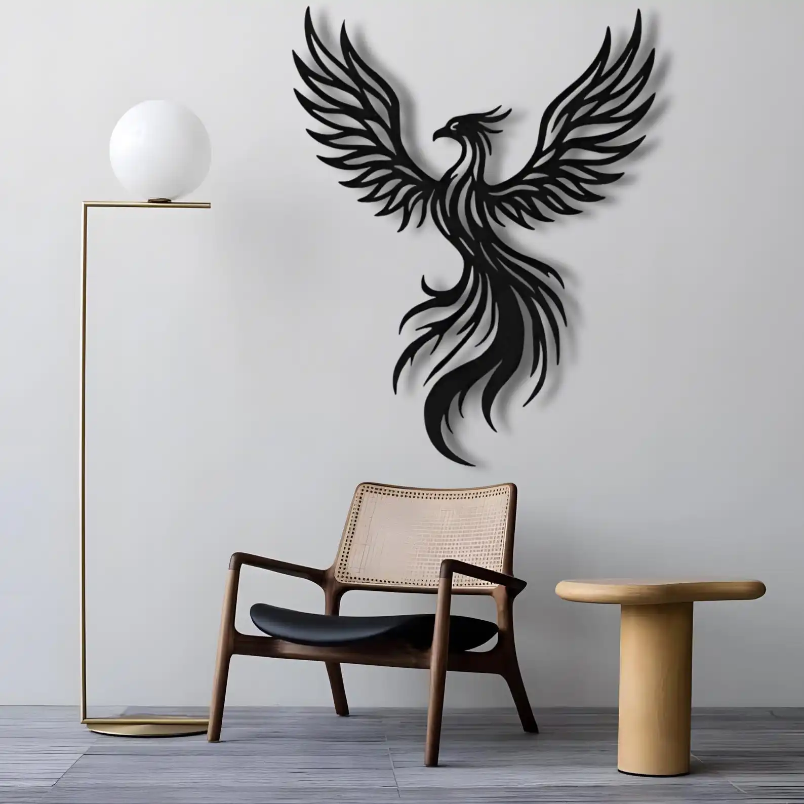CIFBUY Iron Wall Art Phoenix Silhouette Waterproof Sculpture For Home Hanging Decor Vintage Mythical Gift