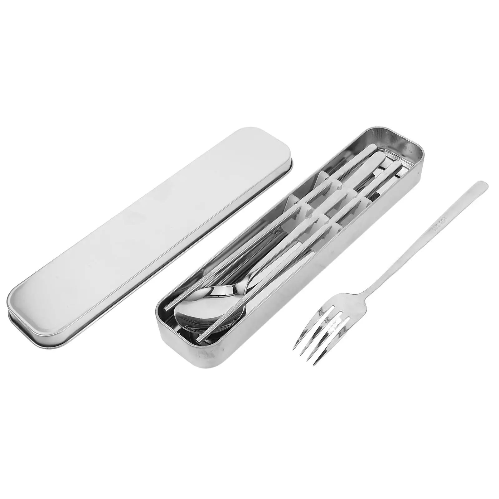 

Stainless Steel Cutlery Set Chopsticks Spoons Portable Camping Reusable Dinnerware Outdoor Dining Travel utensils case included