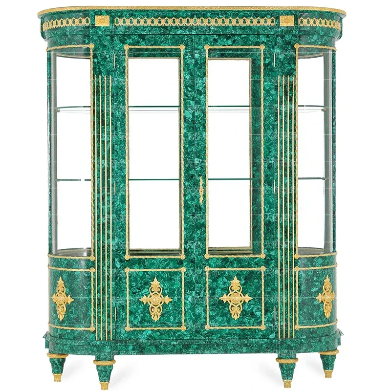 Malachite double door high-end custom palace wine cabinet living room luxury wine cabinet malachite green display cabinet