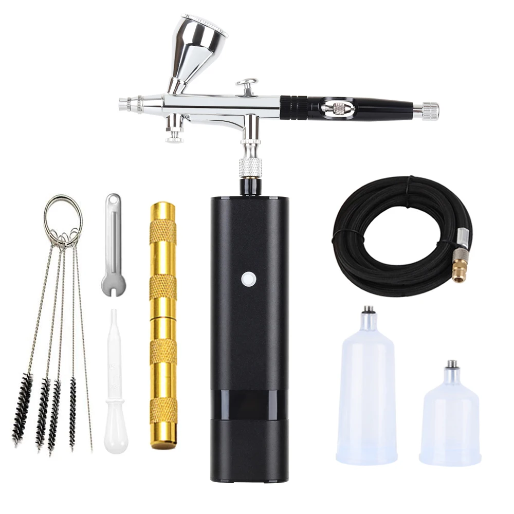 RIBO Portable Airbrush Auto Mini Air Brush Top Gun With Compressor Kit Quiet Art Cake Nail Model Painting Tattoo Manicure Tool