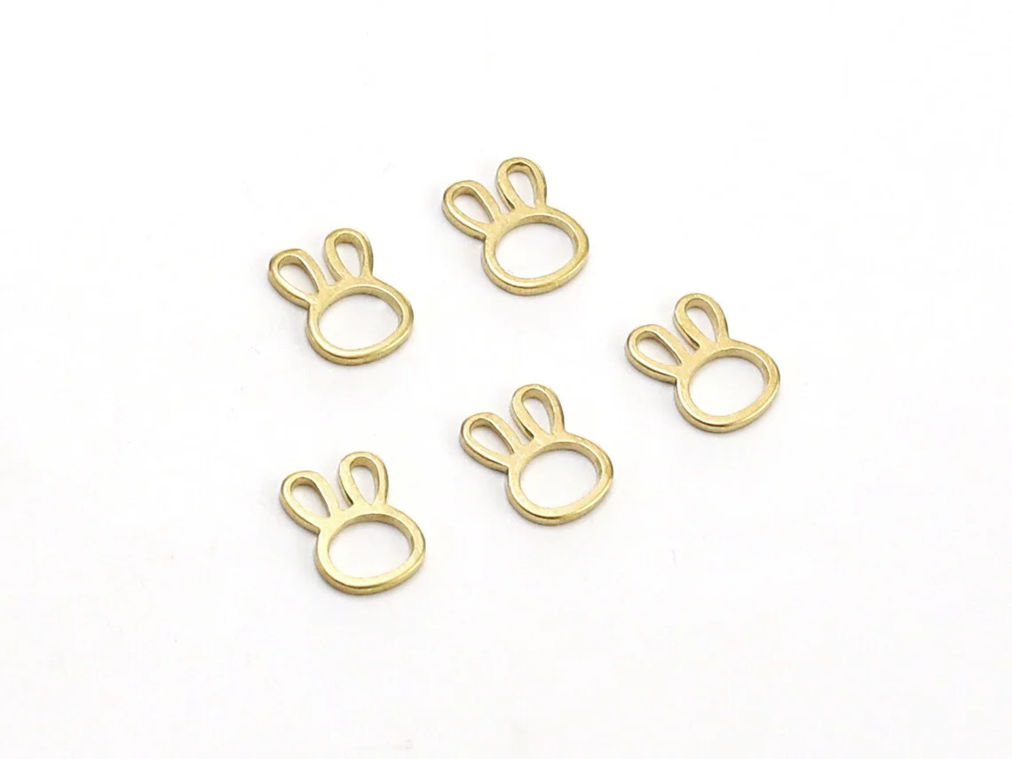 50pc Bunny Charm, Easter Rabbit Charms, DIY Ornament, Raw Brass Earring Findings, Add-on, 9x6.5mm, Jewelry Making -R1626