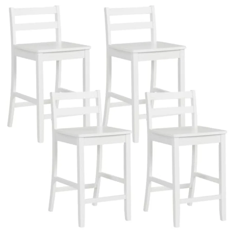 

Wooden Bar Stools Set of 4 24-Inch Counter Height Stools with Ergonomic Backrest Footrest Farmhouse High Dining Chairs for Kitc