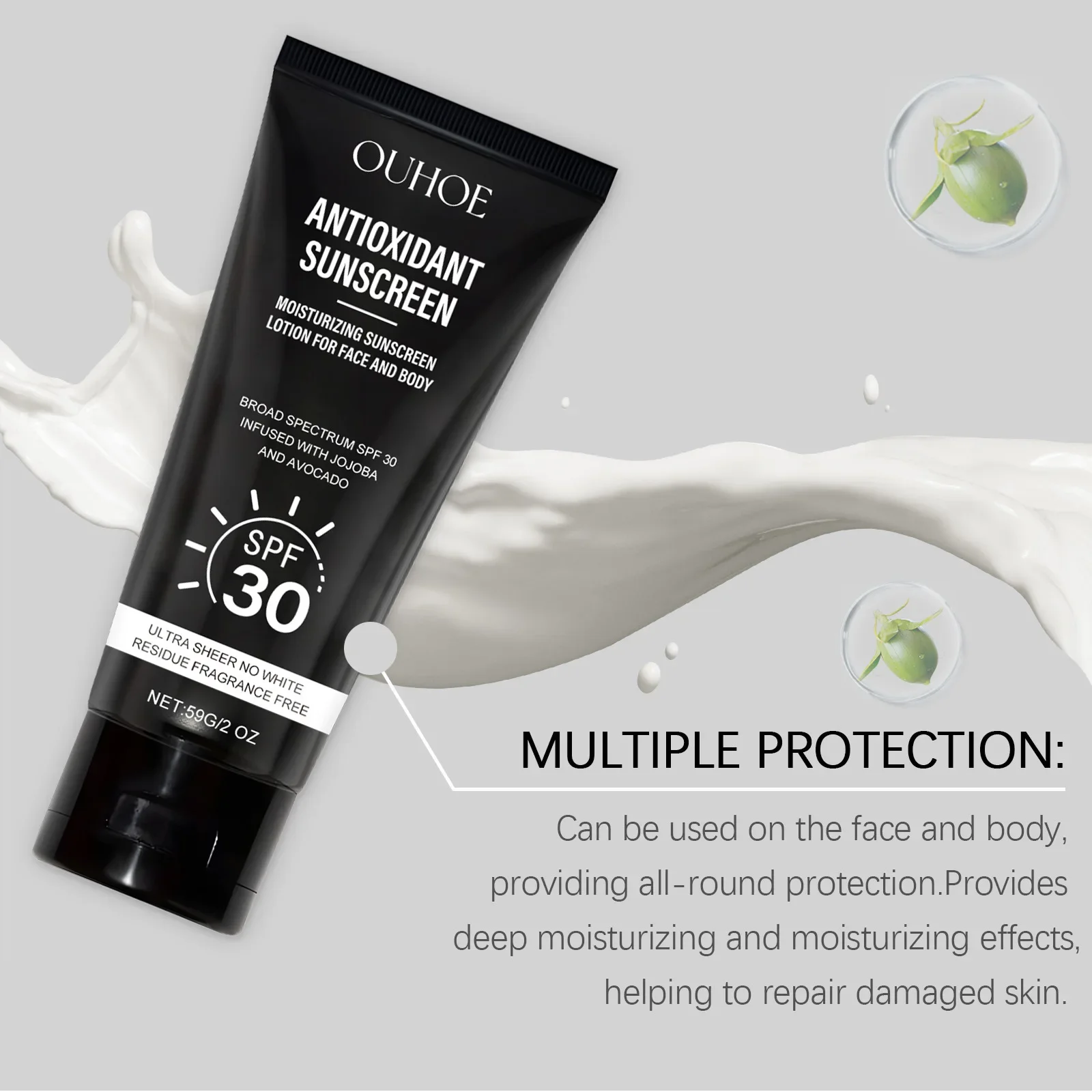 

Face and Body Protective Cream Triple Defense Body Sunscreen - Moisturizing and Refreshing Body Sunscreen Antioxidant Benefits