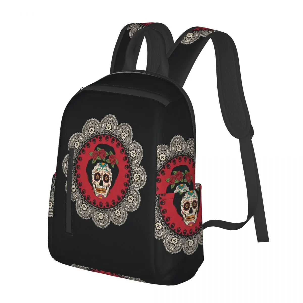 

Mexican Skull Woman Student Backpack School Bag Hiking Travel Daypack for Men Women Fashion Bookbag Shoulder Bags