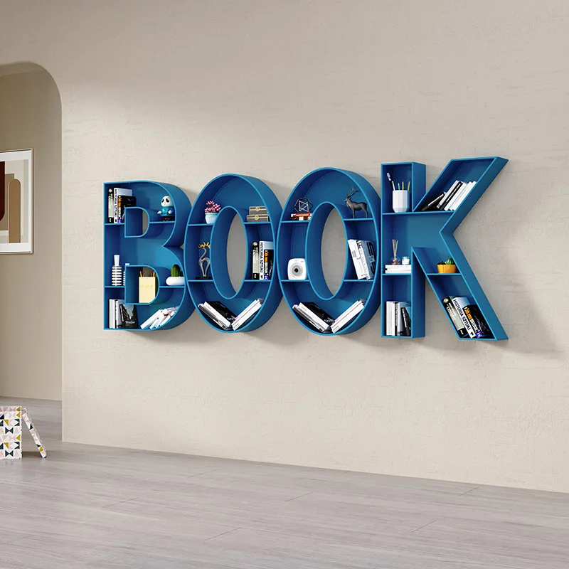 Letter Bookshelf Creative Art English Digital Wall Shelf Office Floor-to-ceiling Bookcase Display Shelf