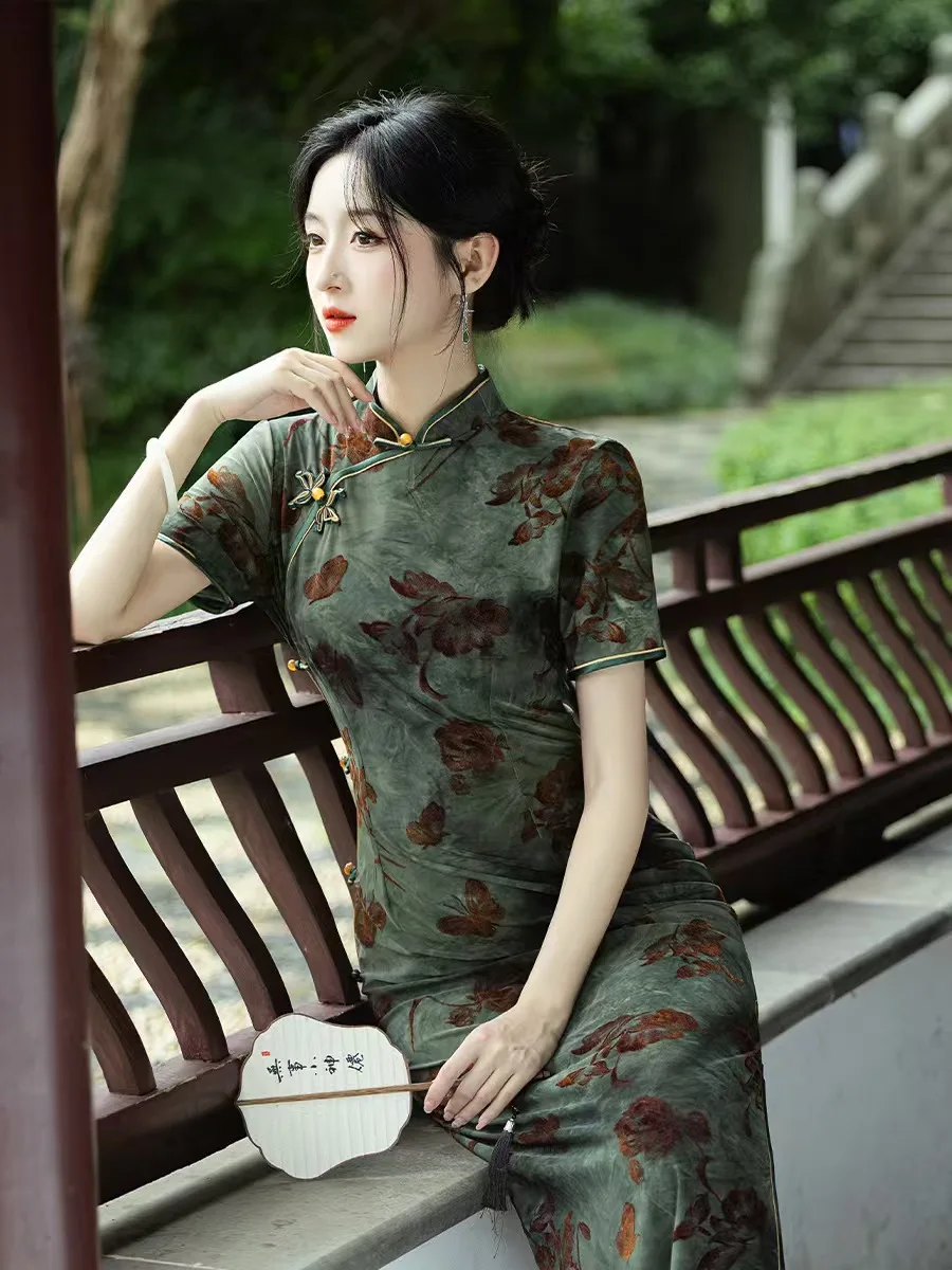 4XL Chinese Hanfu Qipao Tang style Chinese style high-end Qipao embroidery daily Chinese high-end sense traditional clothing