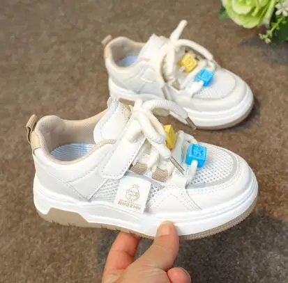 Sapato casual infantil branco, sapatos de bebê de 6 a 12 anos, novo, primavera