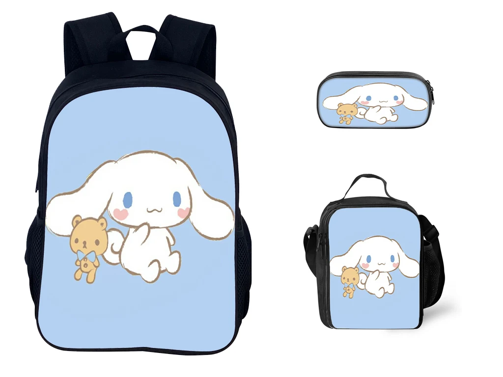 

Cartoon Cinnamoroll Student Backpack with Pencil Case 2 in 1 Set,Cute Knapsack Classic Durable School Bookbag for Children