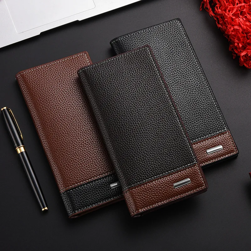 Luxury Brand Men Wallets Business Men Clutch Bag patchwork High Quality Zip Envelope Long Wallet Slim Handbag Leather Male Purse