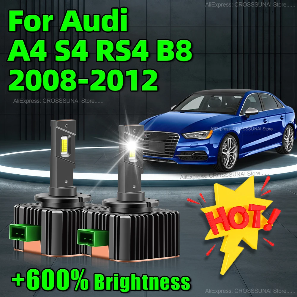 LED Headlights HID Bulbs D3S 30000LM Upgrade CSP Chip 6000K Car Lamp For Audi A4 S4 RS4 B8 2008 2009 2010 2011 2012