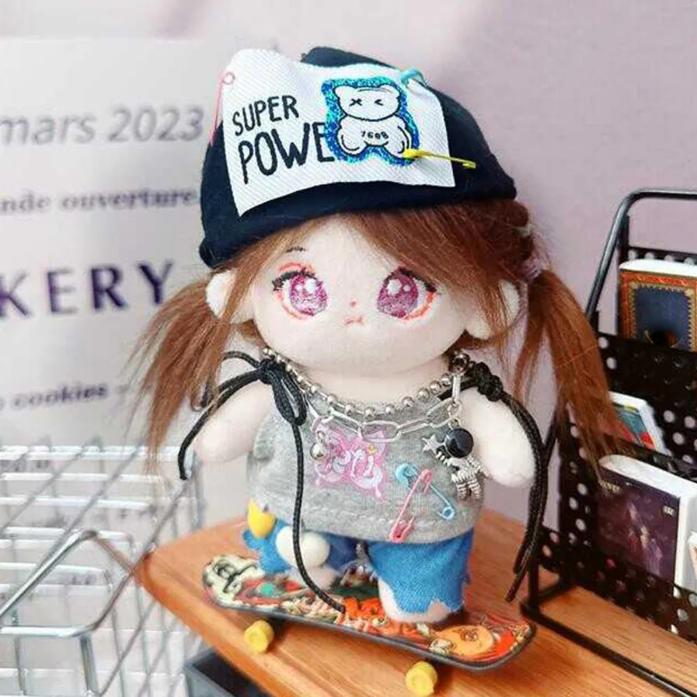 Y2k 20CM Cotton Doll Clothes Hip Hop Trendy Set Stuffed Doll Plush Suit Strap Top Replacement Plush Toys Clothes