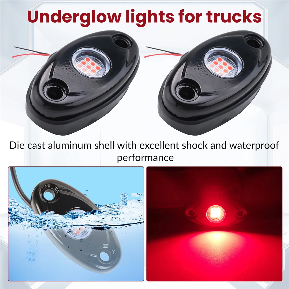 QUAI-IT4 القرون LED مجموعة أضواء الصخور مقاوم للماء Underglow LED النيون درب تلاعب أضواء لشاحنة جيب ATV رابتور الطرق الوعرة