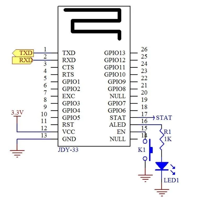 JDY-33 Dual-Mode SPP BLE 3.0 Drahtloses Serielles Pass-Through-Modul 2.4GHz UART-Board Kompatibel mit HC-05 – Detail 1