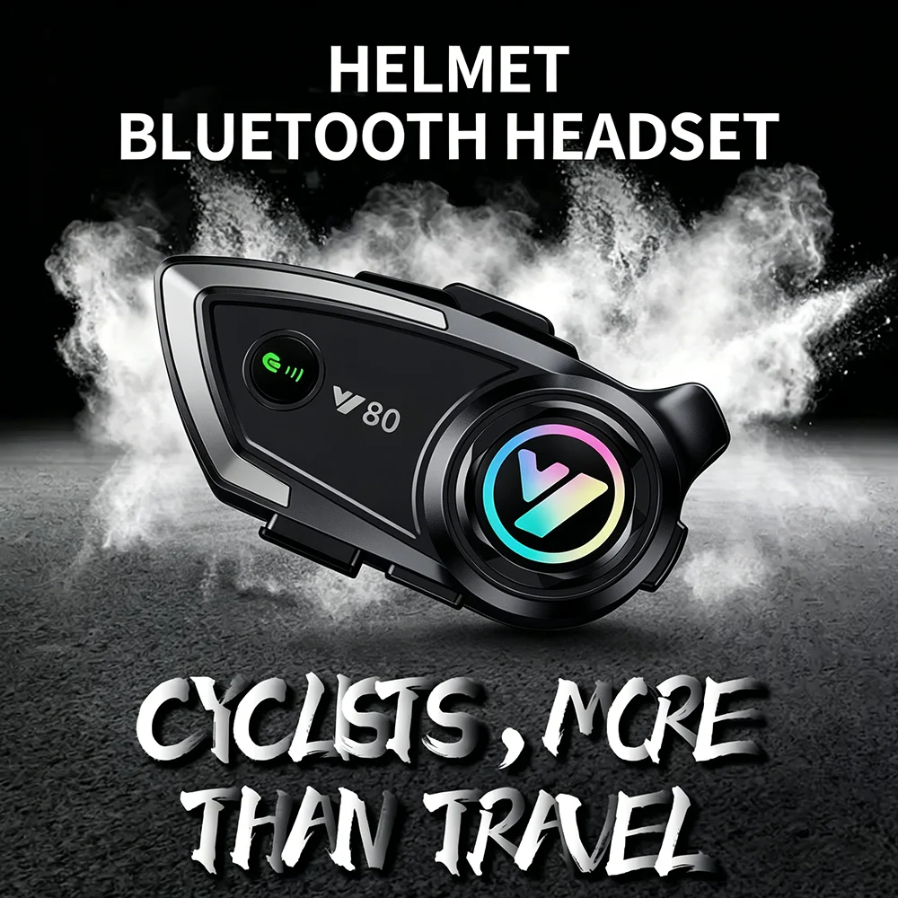 

Y80 Motorcycle Helmet Bluetooth Headset Earphone for Riders V5.3 IPX6 Waterproof RGB Colorful Light Effect 1000mAh Battery