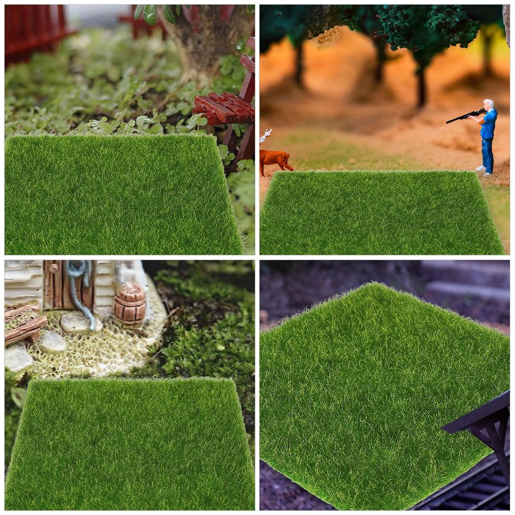 10 Pcs 인공 잔디 매트 15cm x 15cm 장식 가짜 녹색 이끼 잔디 홈 가든 상점 슈퍼마켓 분재 장면 레이아웃