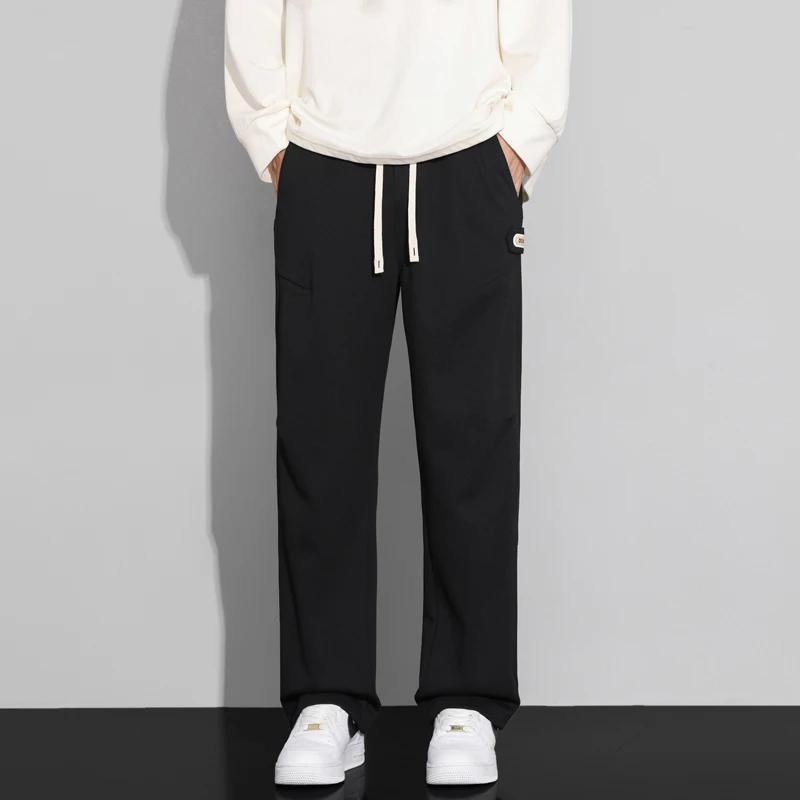 Losse herfst gebreide broek voor heren Mode Koreaanse rechte casual joggingbroek Trekkoord Comfortabele wijde broek Mannelijk