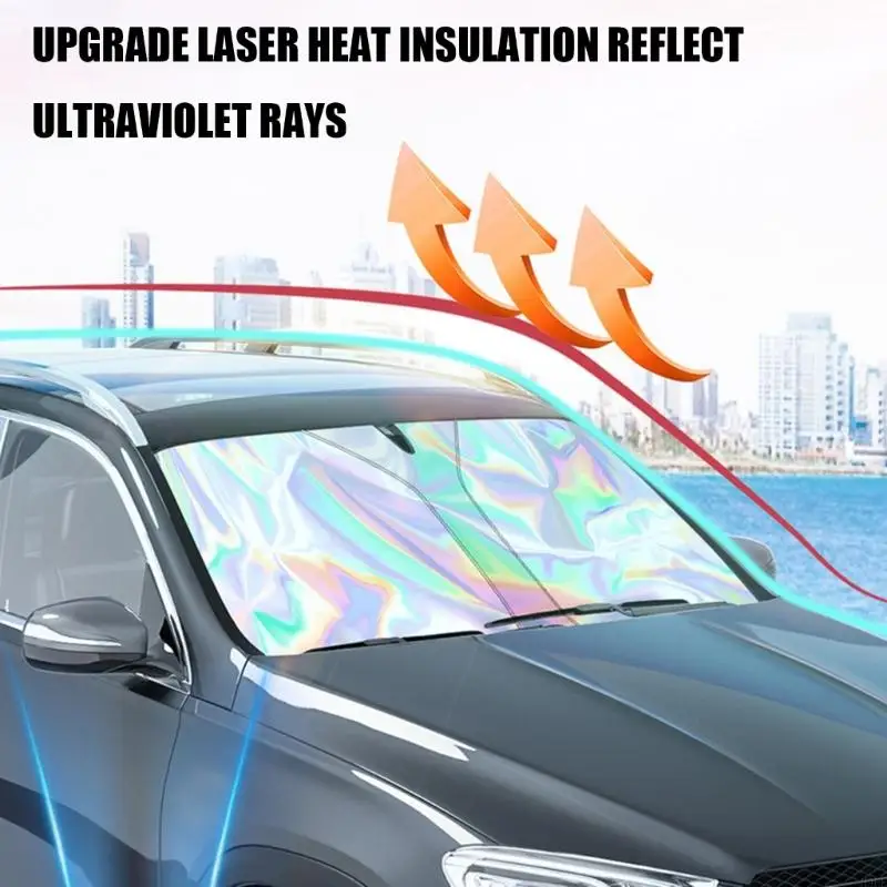 

Car Windshield Sunshade With Silver Coating For Protection And Heat Reduction Universal For Most Vehicles H9EE
