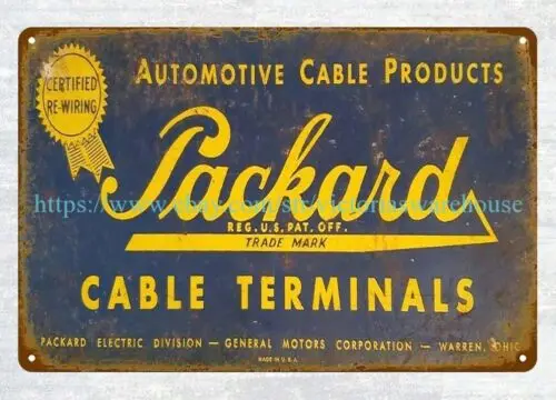 tin  sign packard cable terminals  Warren Ohio metal tin sign