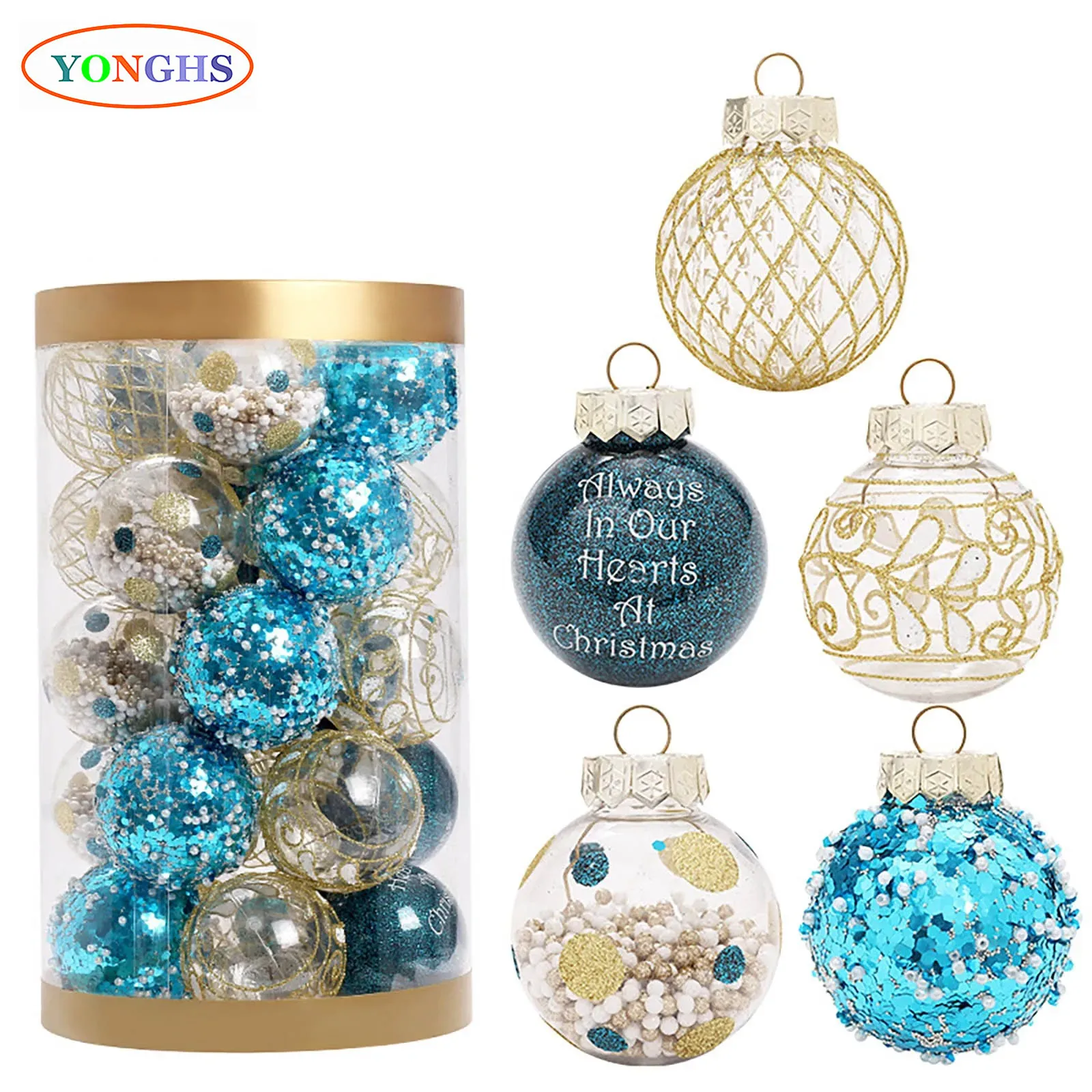 

25Pcs Stuffed Glittering Balls Christmas Tree Ball Ornaments Decoration Shatterproof for Holiday Wedding Xmas Party Decoration