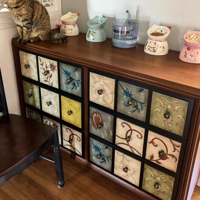 

American chest of drawers Solid wood drawers Storage storage Living room Large capacity Balcony Storage