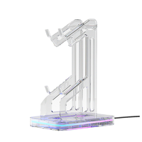 A68Z Dual Game Controller Holder RGB Acrylic Gamepad Desktop Stand Headphone Bracket For Game Console