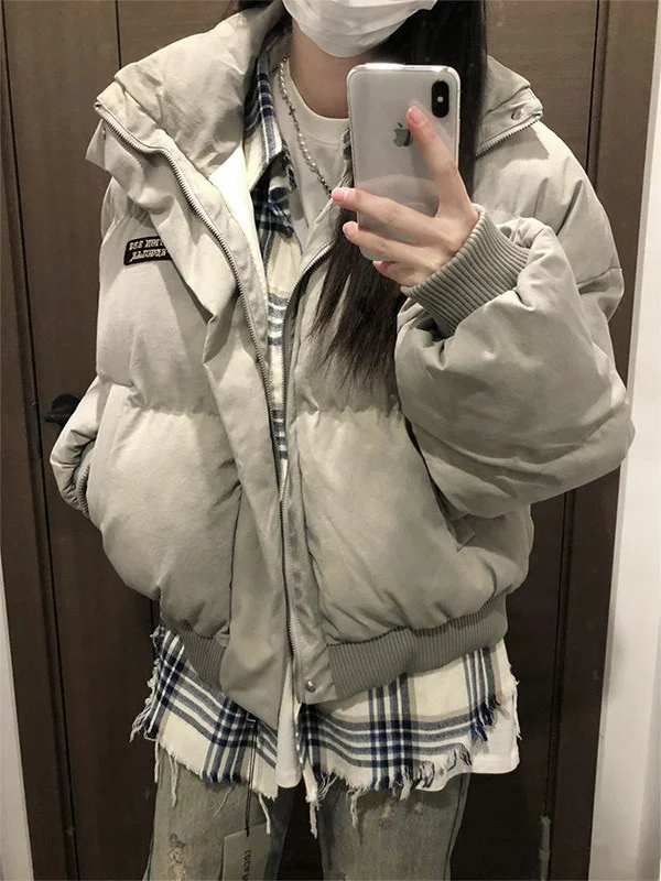 

plus Size Women's Cotton Jaet ort Bread Sle Thiened Stand Collar Winter Faionable Warm Coat Korean Sle Commute