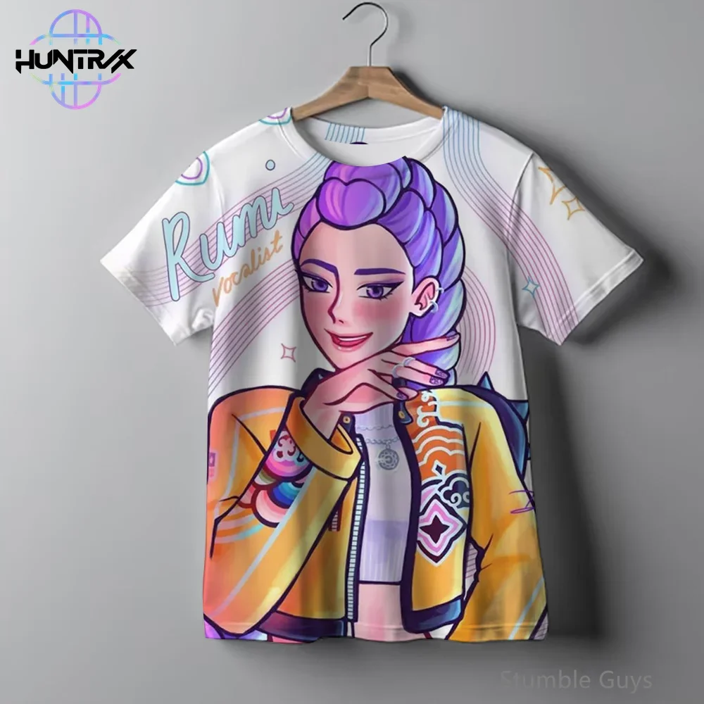 

Kids Kpop Demon Hunters Casual Fashion 3D Cartton Short Sleeve Summer Boys Girls T-Shirt Anime Clothes