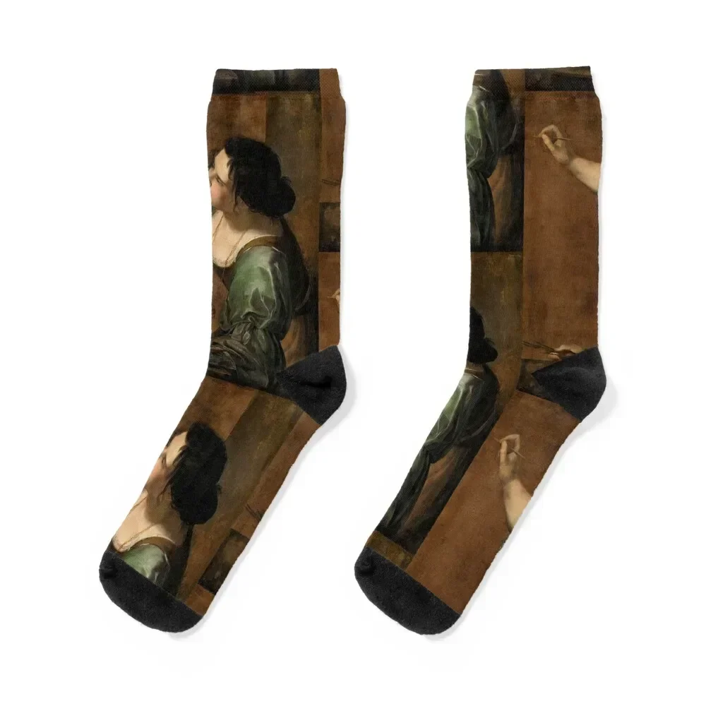 Artemisia Gentileschi - Self-Portrait as the Allegory of Painting (1638) Socks happy funny gift Men Socks Women's