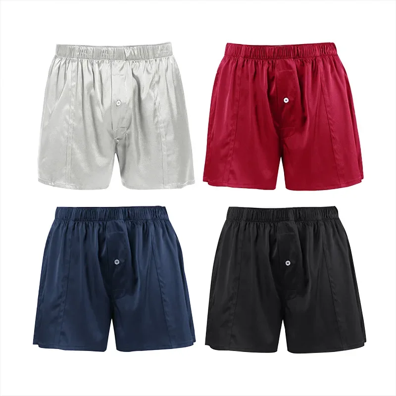 

1PC Men boxer shorts pants underwear mid waist 19MM 100% real mulberry silk solid colors S-520