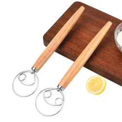 Danish Dough Whisk Stainless Steel Dutch Style Bread Dough Hand Mixer Wooden Handle Kitchen Baking Tools Pastry Dough Blender