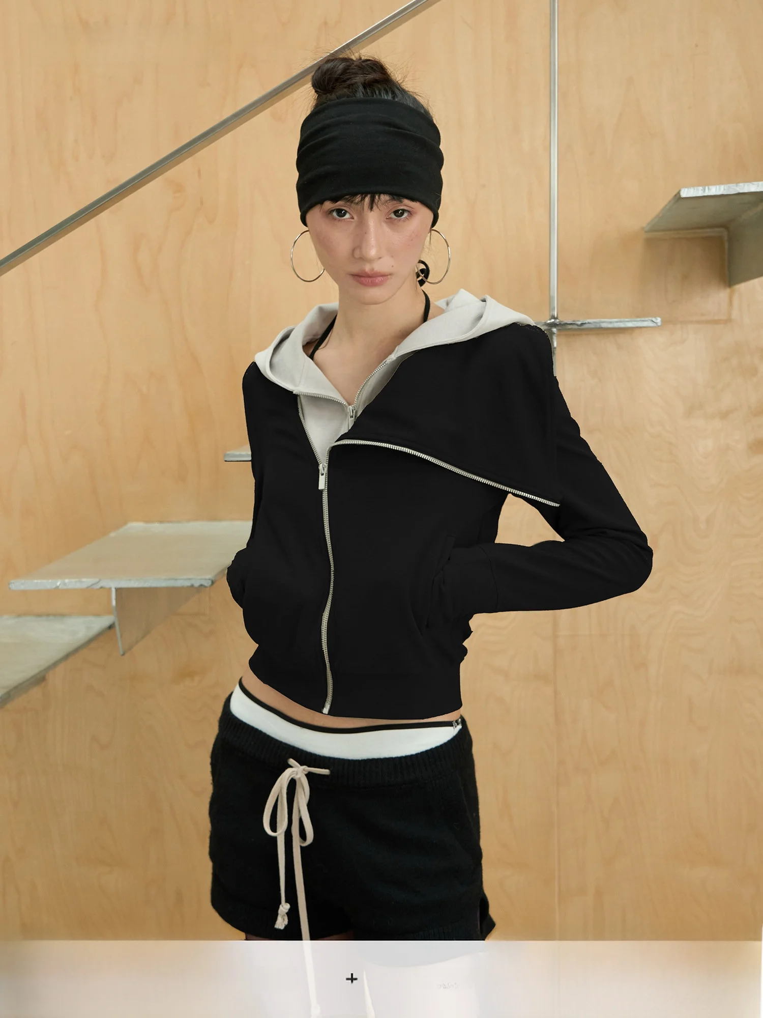 

Curri And ort Asymmetric Color Blo Hoodie Jaet Women's Slim Fit Casual Streetwear Spring Autumn Cotton Polyester