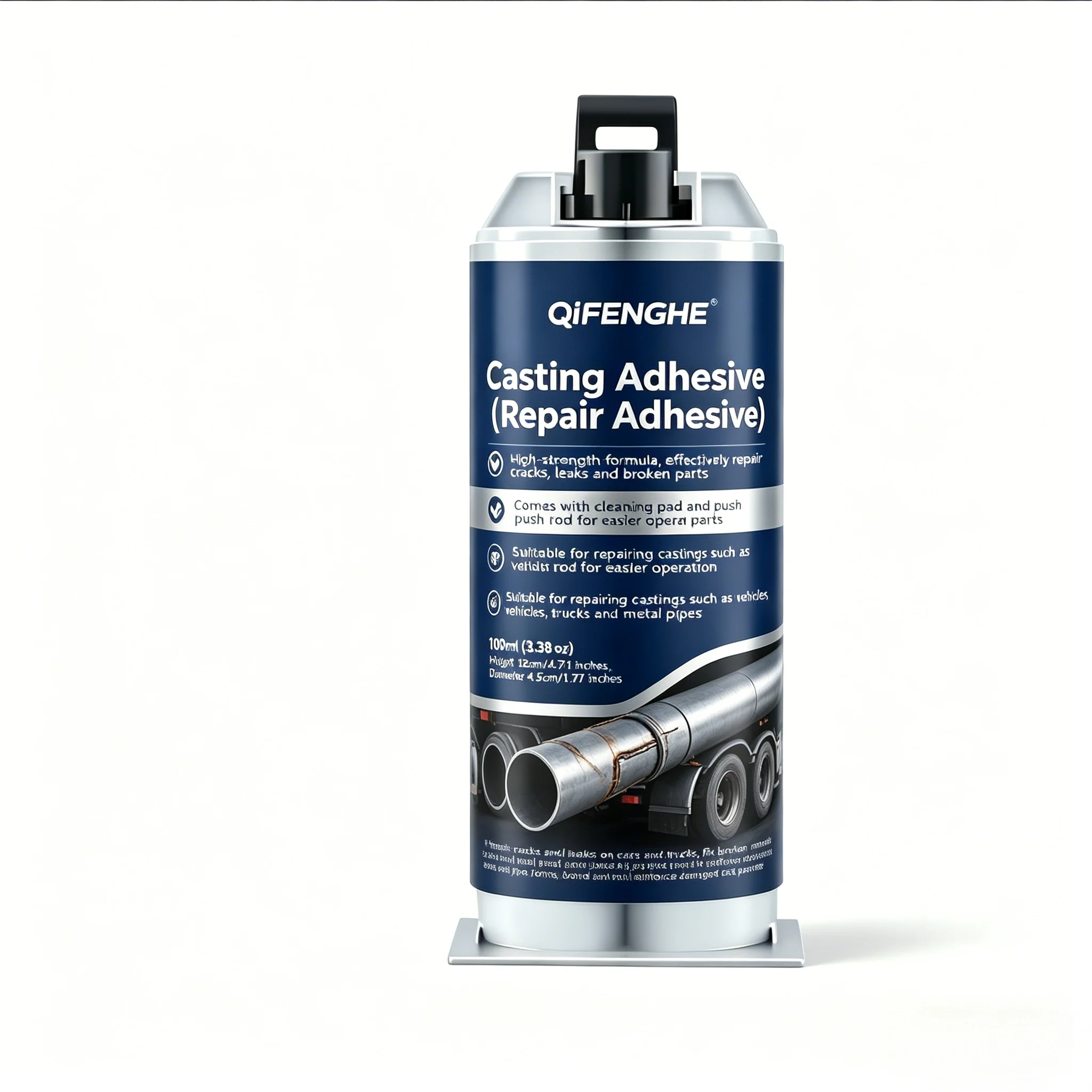 Metal Casting Repair Adhesive, High Strength Glue for Cracks & Leaks on Pipes & Vehicles, 100ml