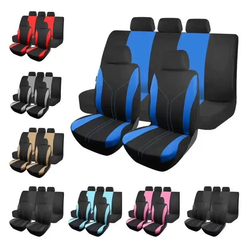 High Quality Polyester Cushion Unit, 7 Optional Shades, 5 Seats Full Kit, Front & Rear Cushion Shell, Universal Fit for Sedans