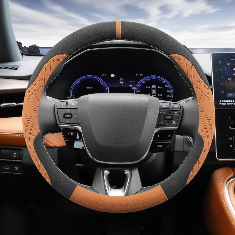 

Для Toyota Avalon Camry 2024, замшевый чехол на руль, нескользящий, четырехсезонный, универсальный, модифицированный для салона автомобиля, аксессуар