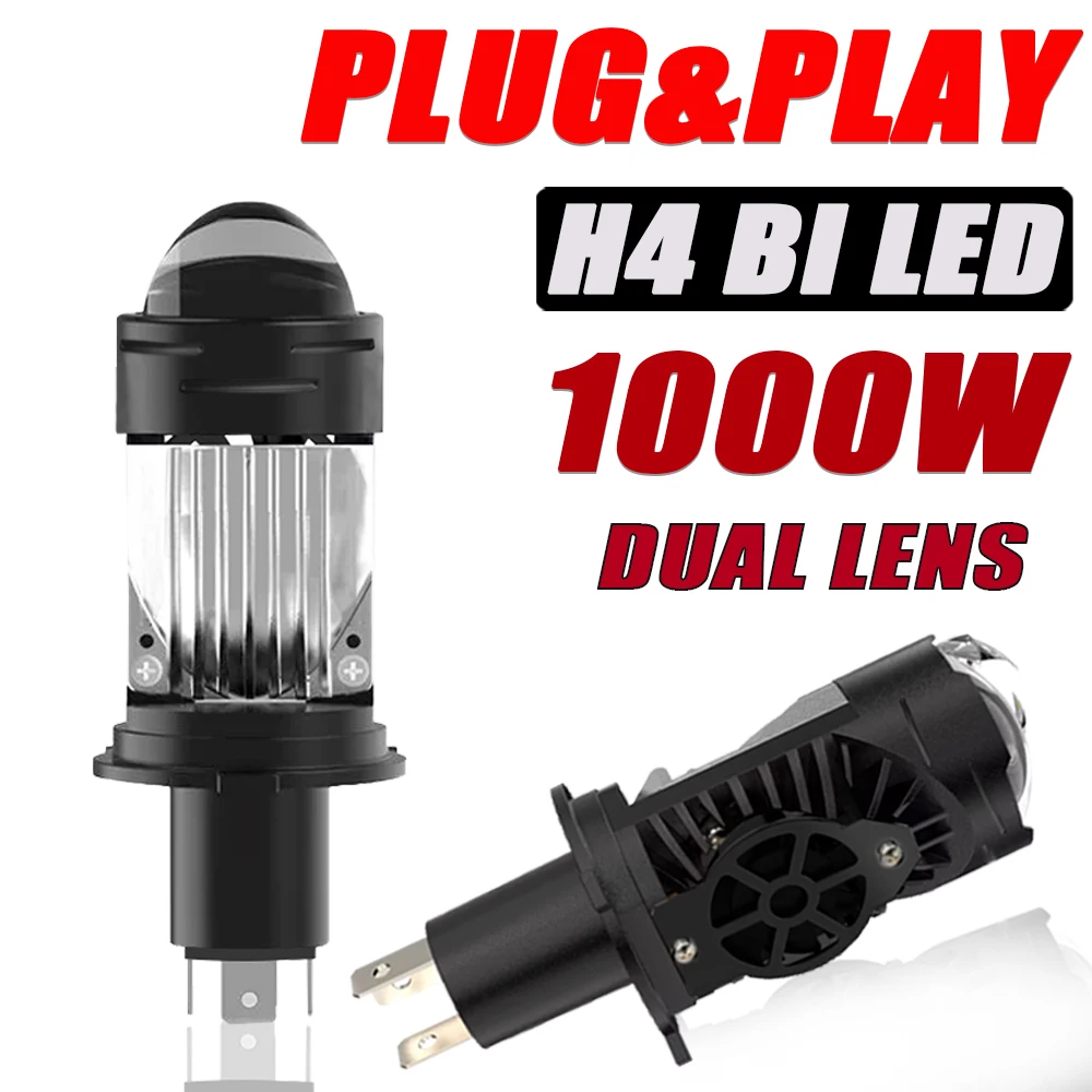 

H4 Dual Lens LED Car HeadLamp Auto/Moto Hi/ low beam Headlight Bulb CANBUS Turbo Auto Fog Lamp 1 : 1 Mini Projector Plug&Play