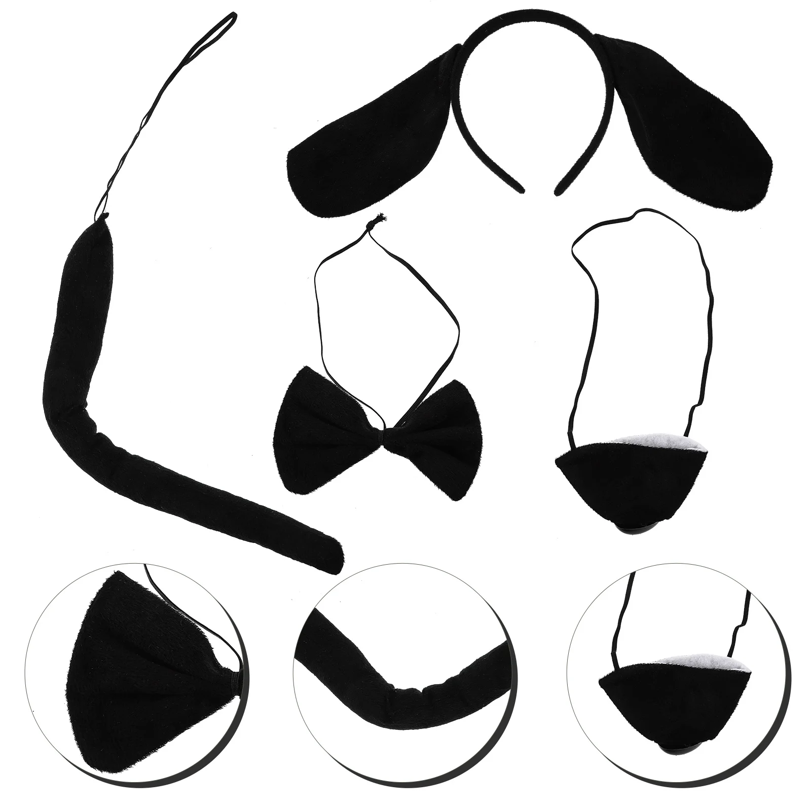 1 Set Fascia per orecchie di cane con coda Papillon per naso finto per bambini Ragazze Festa di animali Accessori per costumi cosplay di Halloween Orecchio di cucciolo