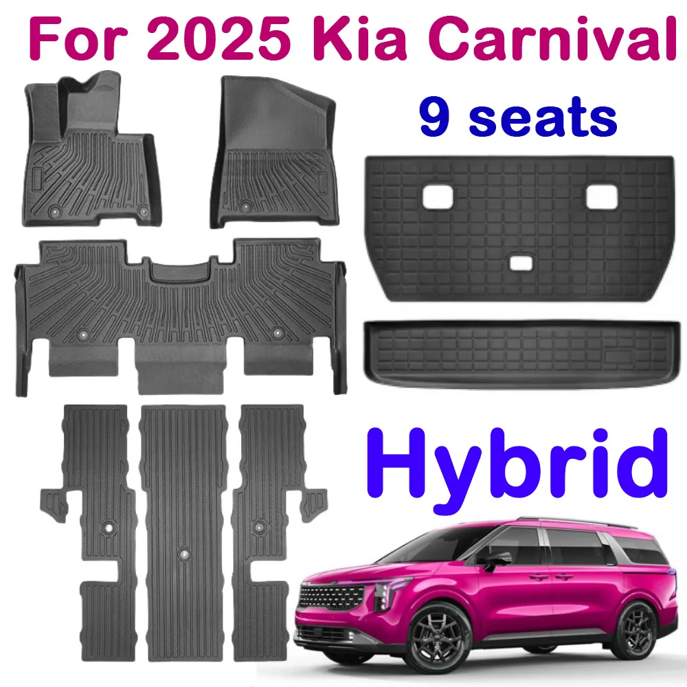 

Floor Mats for New 2025 Kia Carnival Hybrid 9 Seater TPE Floor Mat waterproof Anti-Slip Protector Accessories Black