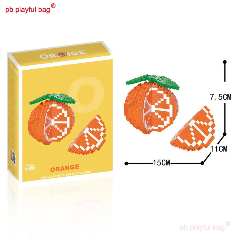 PB – bloc de construction de sac de jeu de fruits, série de pommes et oranges, assemblage de micro-particules, décoration, jouets pour enfants, cadeau, og270